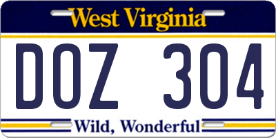 WV license plate DOZ304