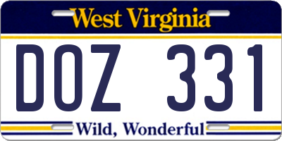 WV license plate DOZ331