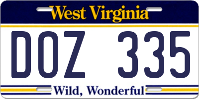 WV license plate DOZ335
