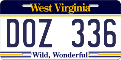 WV license plate DOZ336