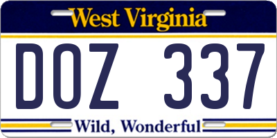 WV license plate DOZ337