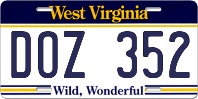 WV license plate DOZ352