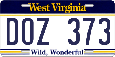 WV license plate DOZ373