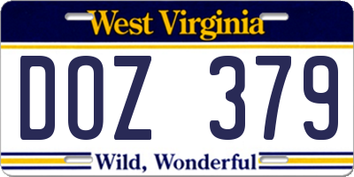 WV license plate DOZ379