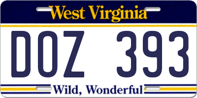 WV license plate DOZ393