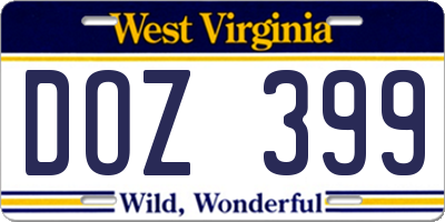 WV license plate DOZ399