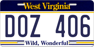 WV license plate DOZ406