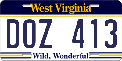 WV license plate DOZ413