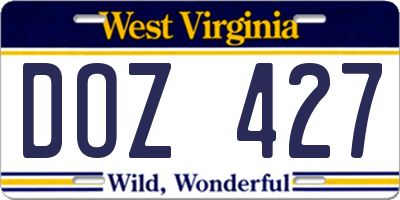 WV license plate DOZ427