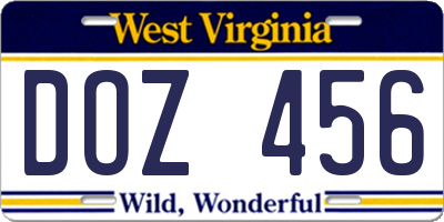 WV license plate DOZ456