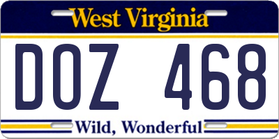 WV license plate DOZ468
