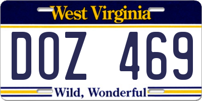 WV license plate DOZ469