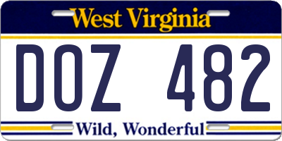 WV license plate DOZ482