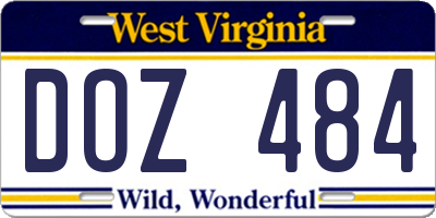 WV license plate DOZ484