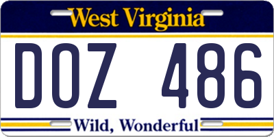 WV license plate DOZ486