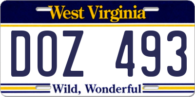 WV license plate DOZ493
