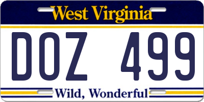 WV license plate DOZ499