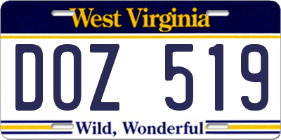 WV license plate DOZ519