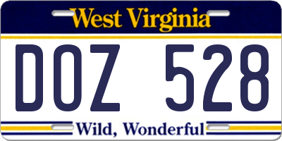 WV license plate DOZ528