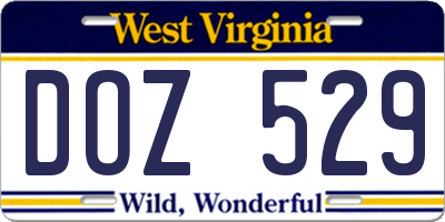 WV license plate DOZ529