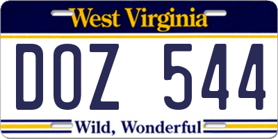 WV license plate DOZ544