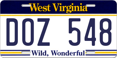 WV license plate DOZ548