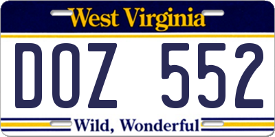 WV license plate DOZ552