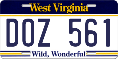 WV license plate DOZ561
