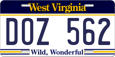 WV license plate DOZ562