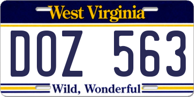 WV license plate DOZ563