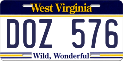 WV license plate DOZ576