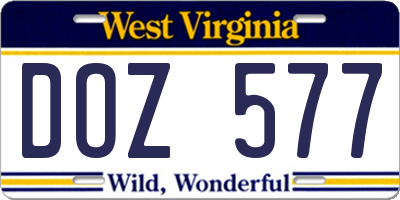 WV license plate DOZ577