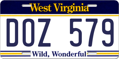 WV license plate DOZ579