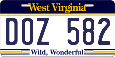 WV license plate DOZ582