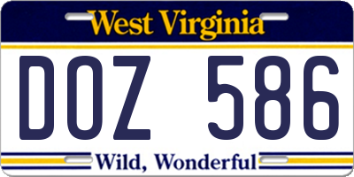 WV license plate DOZ586