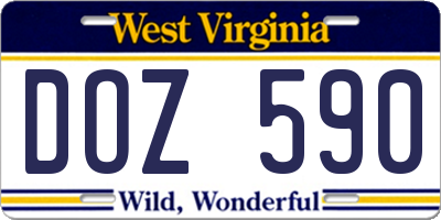 WV license plate DOZ590