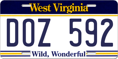 WV license plate DOZ592