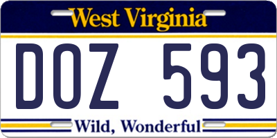 WV license plate DOZ593