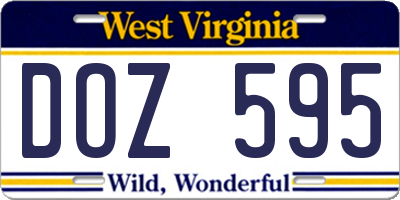 WV license plate DOZ595