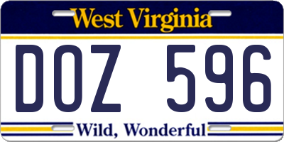WV license plate DOZ596