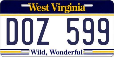 WV license plate DOZ599
