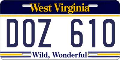 WV license plate DOZ610