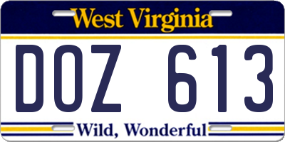 WV license plate DOZ613