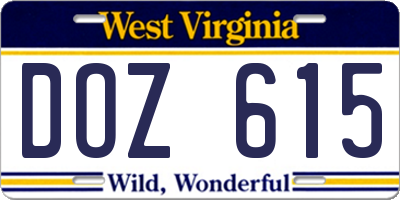 WV license plate DOZ615