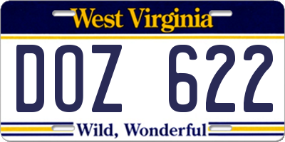 WV license plate DOZ622