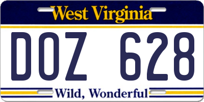WV license plate DOZ628