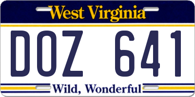WV license plate DOZ641