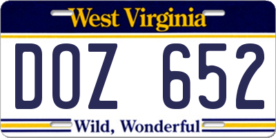 WV license plate DOZ652