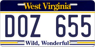 WV license plate DOZ655