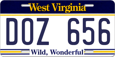 WV license plate DOZ656